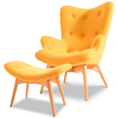 DC-917 жёлтый / светлое дерево лаунж кресло — New Style of Furniture