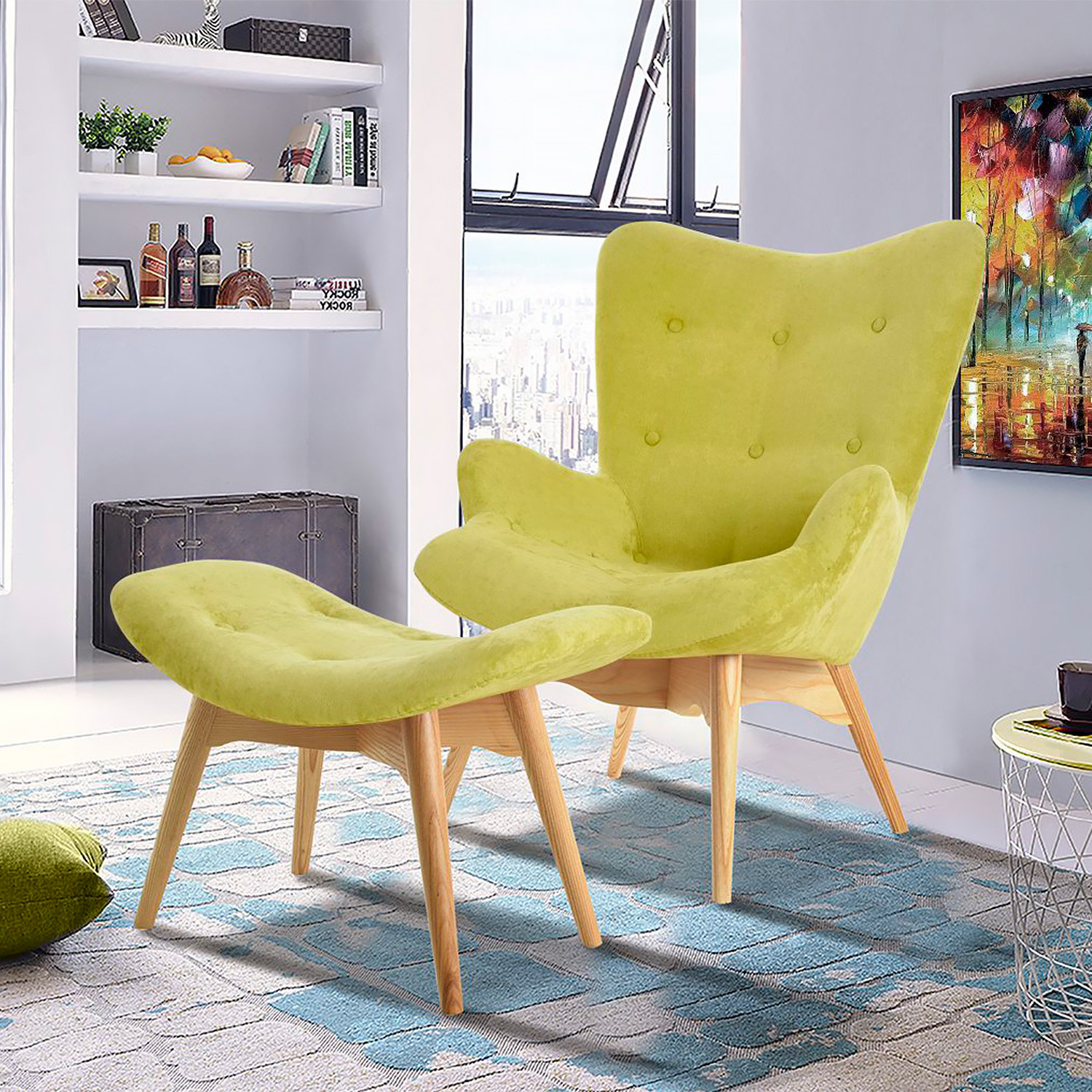 Лаунж кресла DC-917 оливковый / светлое дерево фото 1 — New Style of Furniture