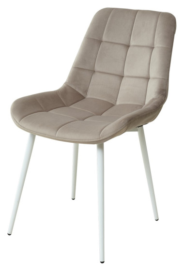Стул ХОФМАН, цвет B-06 Светло-коричневый, велюр, 2шт./1к / белый каркас М-City — New Style of Furniture