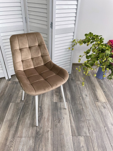 Стул ХОФМАН, цвет B-06 Светло-коричневый, велюр, 2шт./1к / белый каркас М-City — New Style of Furniture
