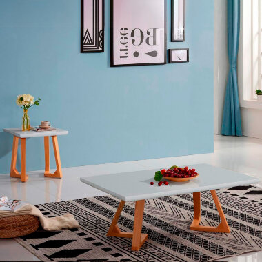 Деревянный стол J1692A белый / светлое дерево — New Style of Furniture