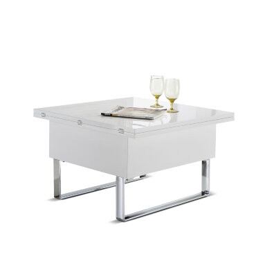 Раскладной столик В2218 белый глянец / хром — New Style of Furniture