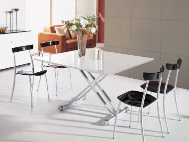 Стол-трансформер B2166 белый глянец / серебристый — New Style of Furniture