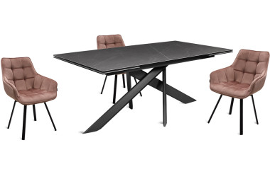 Керамический стол AMADEY серый камень / антрацит — New Style of Furniture
