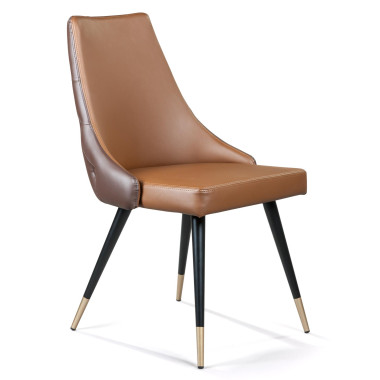 Стул Lucas, экокожа светло/темно коричневый, золотистый декор на ножках — New Style of Furniture
