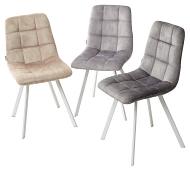 Стул CHILLI SQUARE PK6015-03 (VBP203) античный cеребристо-серый, велюр/ белый каркас М-City — New Style of Furniture