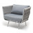 &quot;Монако&quot; кресло плетеное из роупа, каркас алюминий светло-серый (RAL7035) муар, роуп светло-серый 40 мм, ткань светло-серая