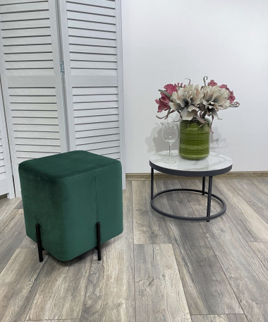 Пуф для гостиной ФЕЛИКС квадратный зеленый #19, велюр / черный каркас М-City — New Style of Furniture