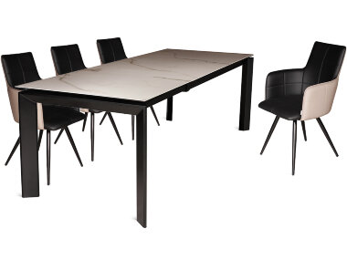 Керамический стол LARS-160 мрамор / чёрный — New Style of Furniture