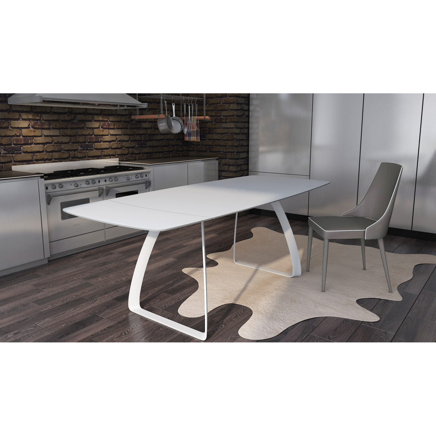 Обеденные столы MATTEO экстрабелый сатин / белый фото 1 — New Style of Furniture