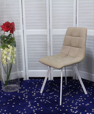 Стул CHILLI SQUARE RU-09 серо-бежевый винтаж, PU/ белый каркас М-City — New Style of Furniture
