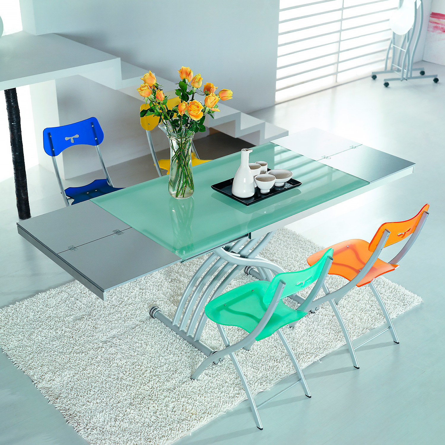 Столы-трансформеры B2109-3 белый / серебристый фото 1 — New Style of Furniture
