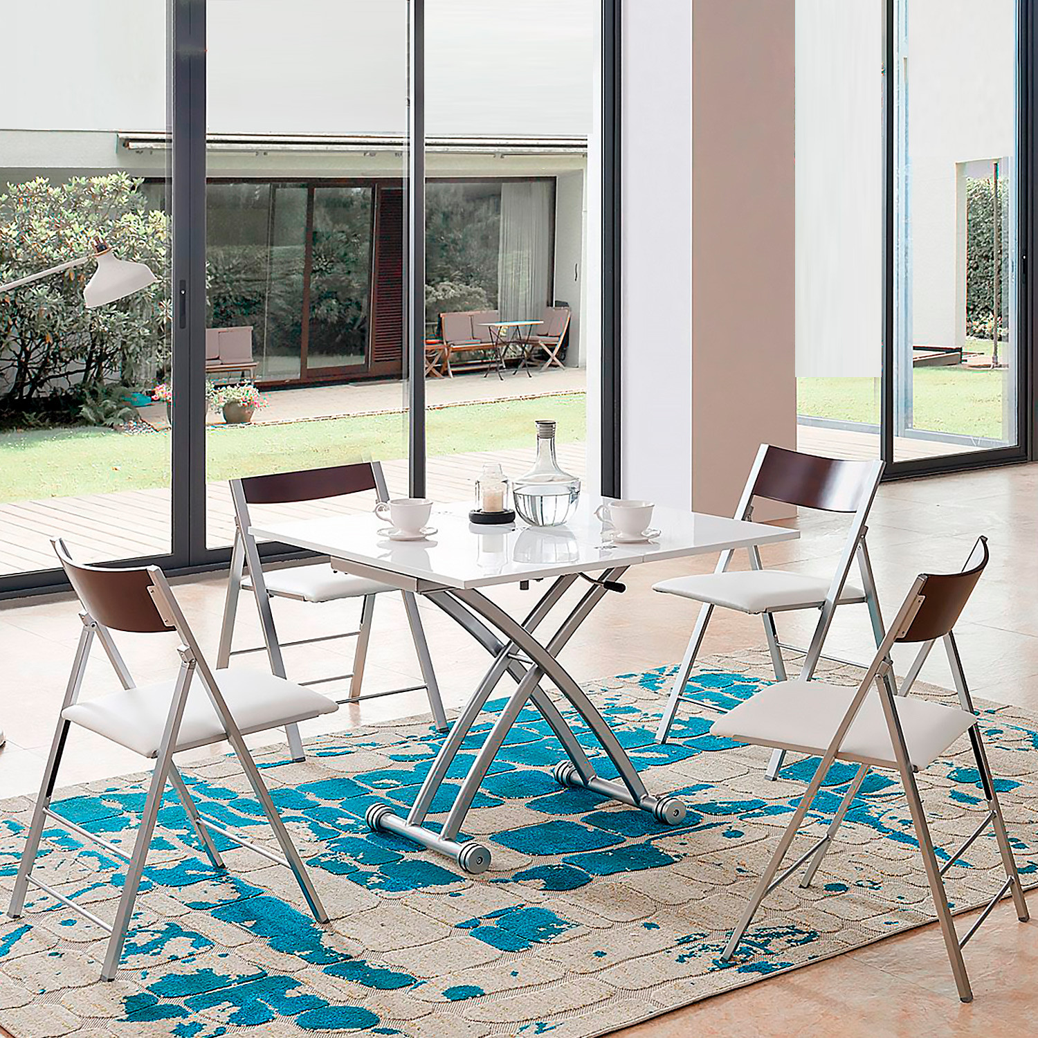 Столы-трансформеры В2242-1-C белый глянец / серебристый фото 1 — New Style of Furniture